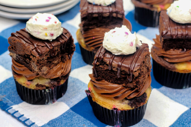 Extreme Cake Batter & Brownie Cupcakes