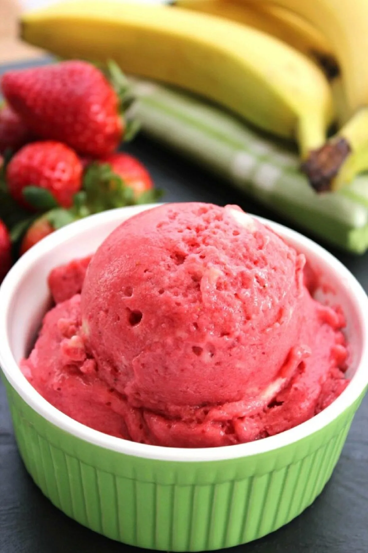 This dairy-free strawberry banana ice cream recipe is a delicious way to cool down over summer! It's a healthy treat made with just fruit!