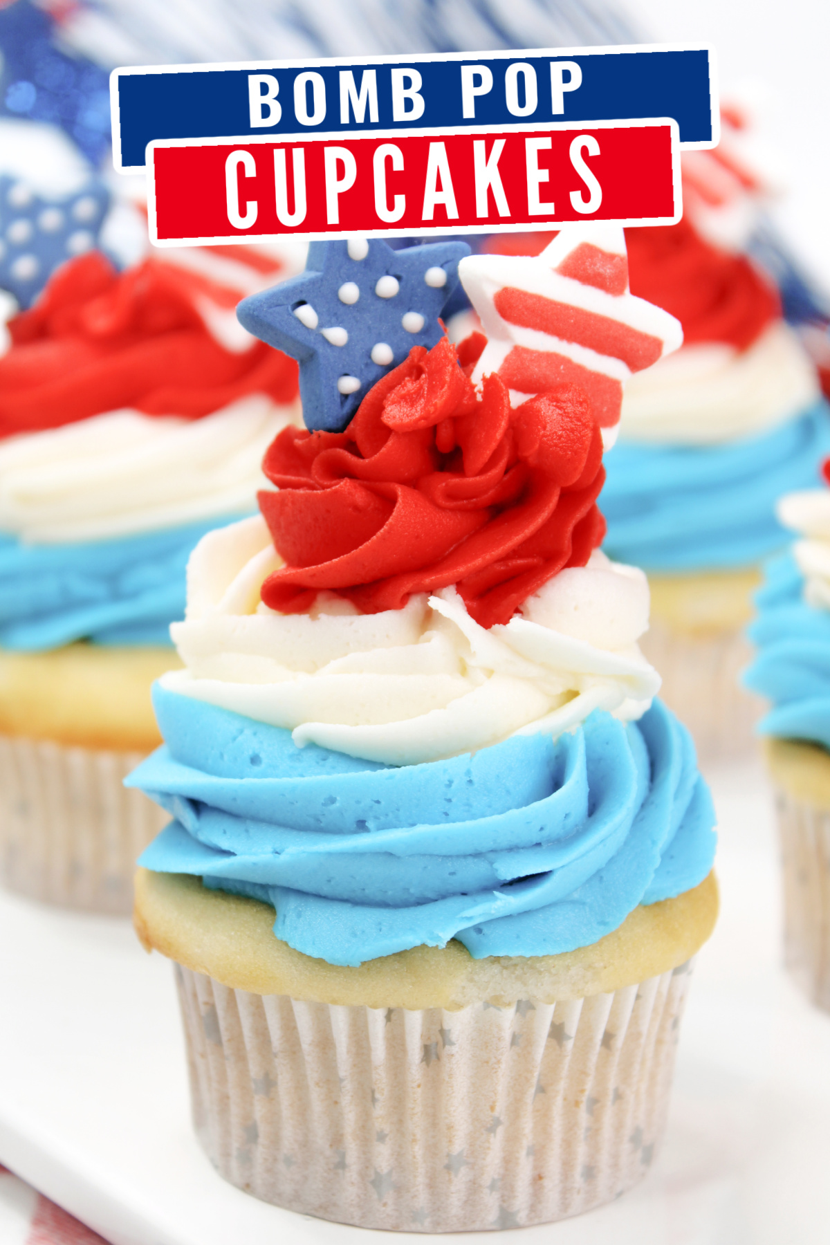 These bomb pop cupcakes are a patriotic treat perfect for celebrating with; based on the iconic summer treat that never goes out of style.