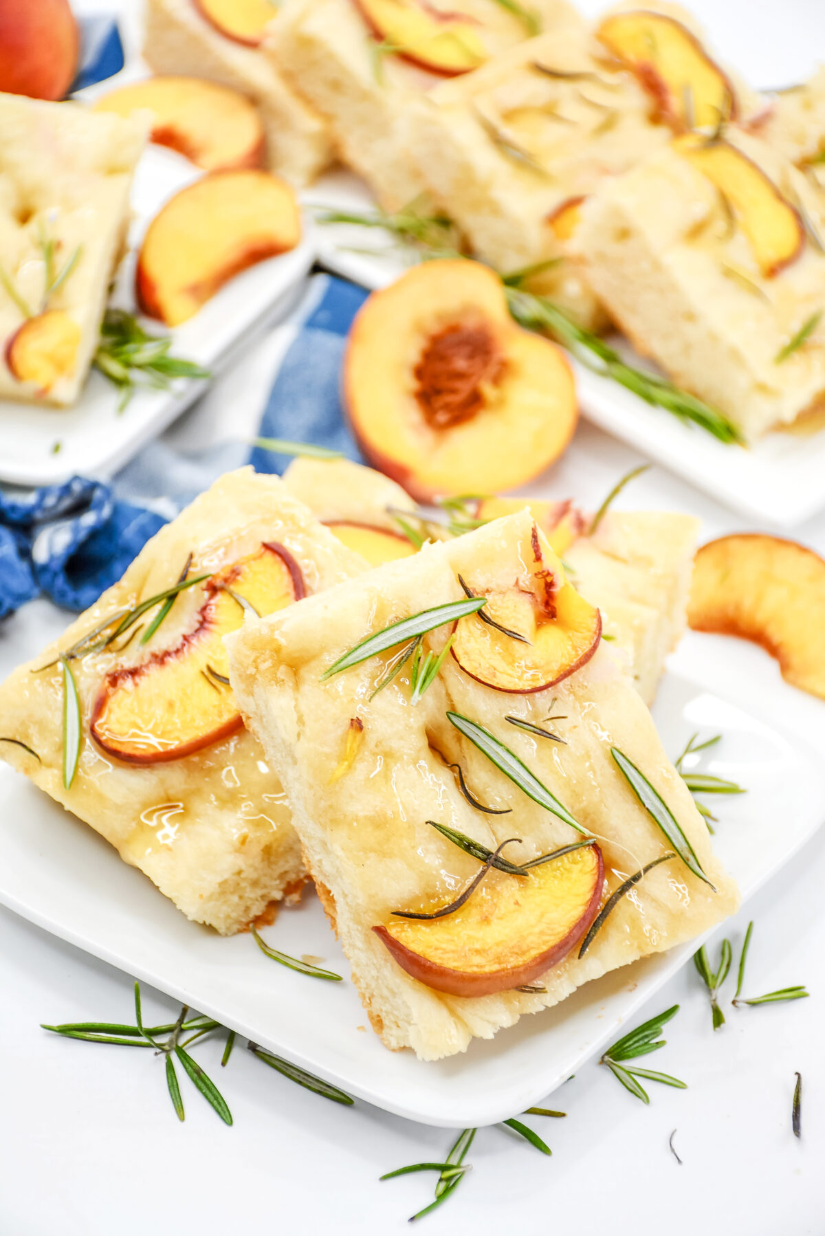 A delicious and easy peach and thyme focaccia bread recipe that will make your taste buds happy! It's a great way to use up ripe peaches.