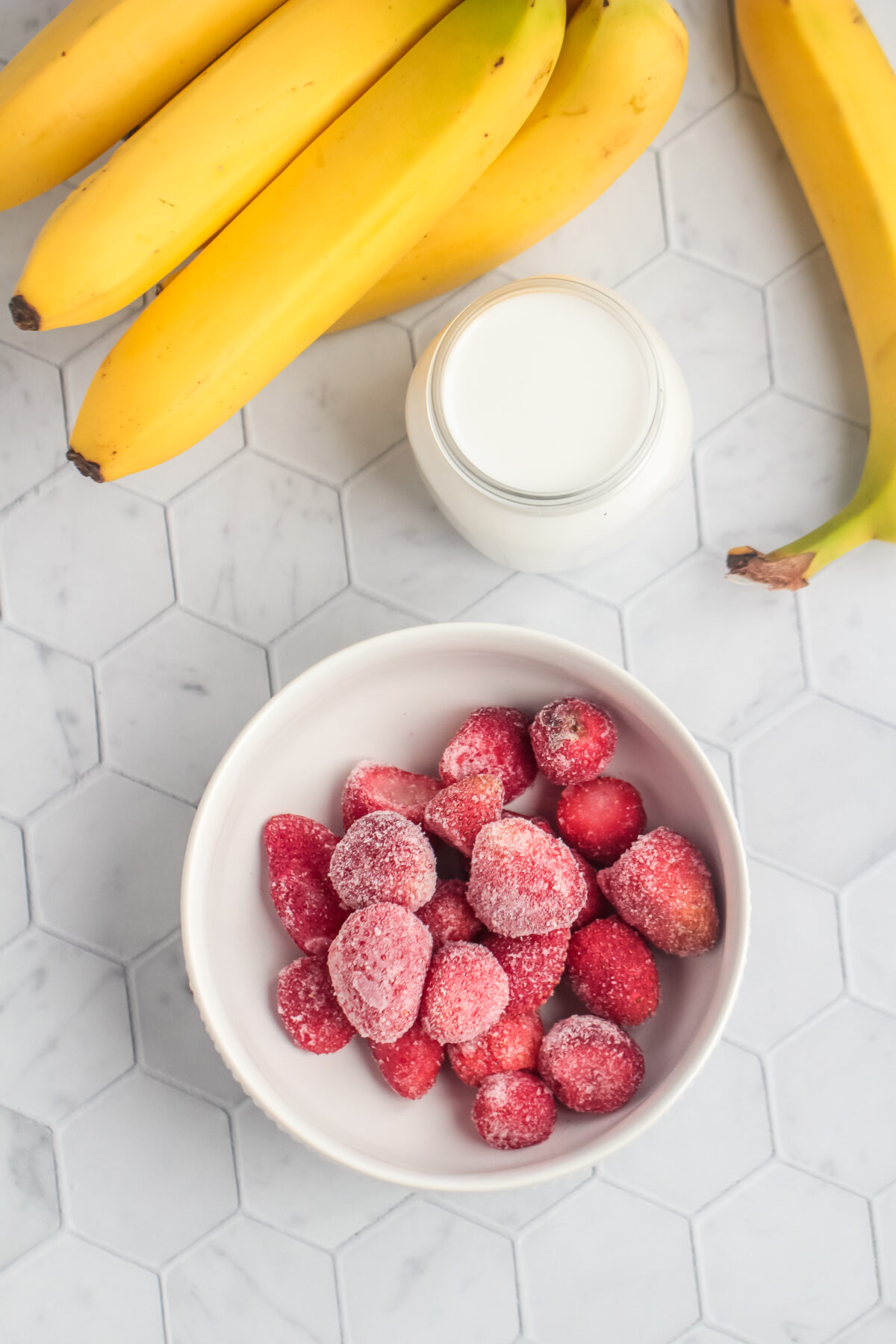 Ingredients for Strawberry Banana Coconut Smoothie