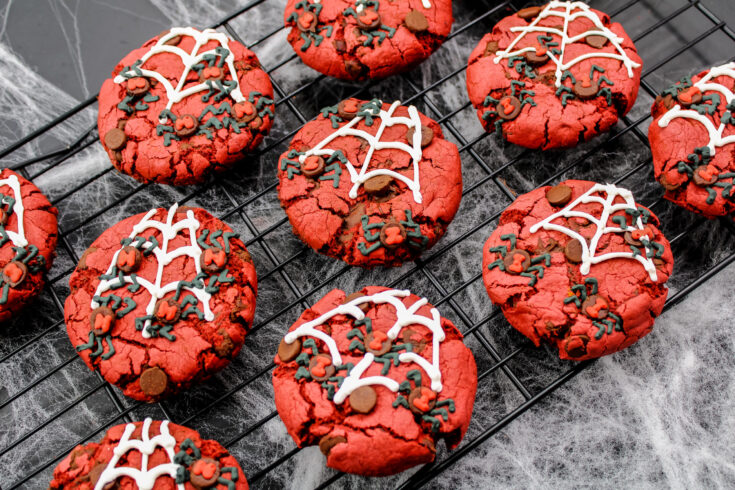 Red Velvet Halloween Spider Cookies
