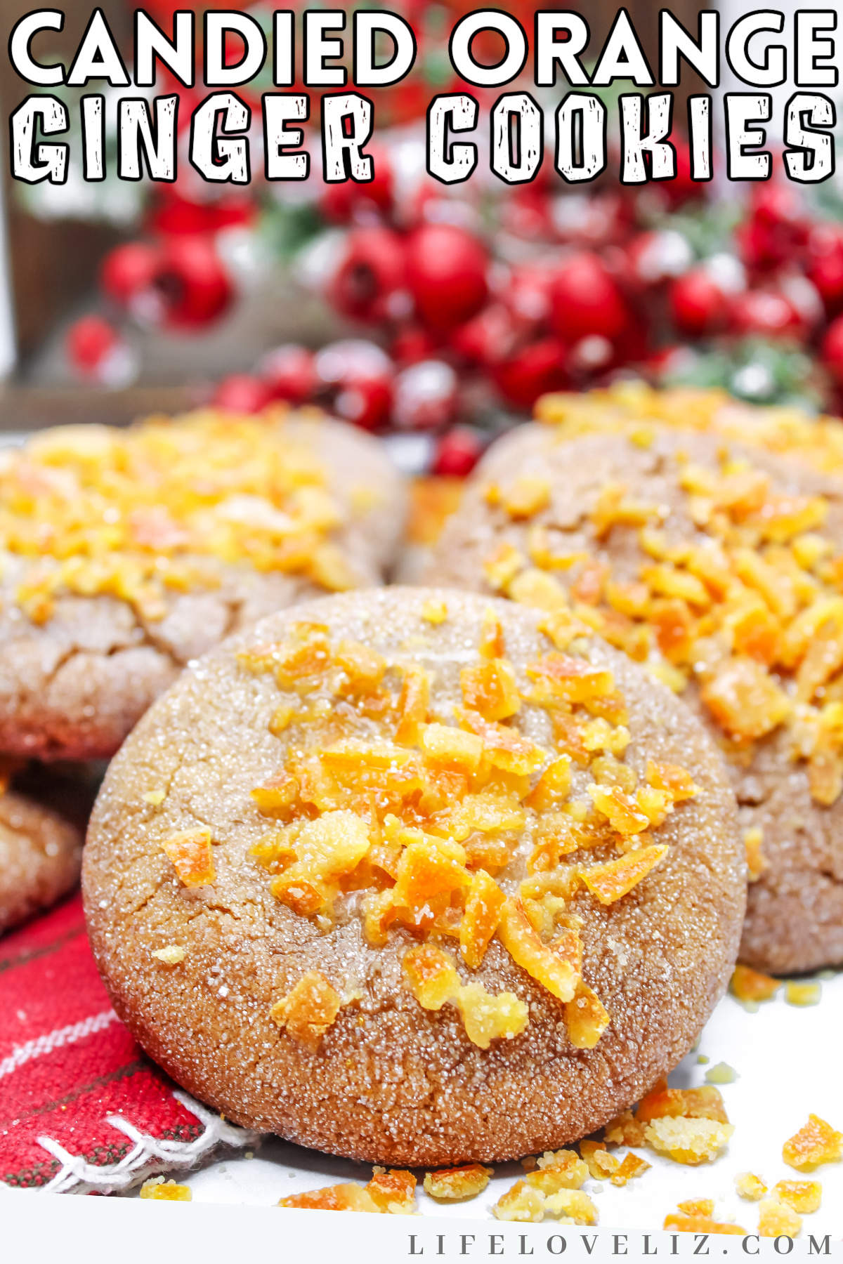 Looking for a delicious, festive cookie recipe to make this holiday season? Try these Candied Orange Ginger Cookies for your dessert table.
