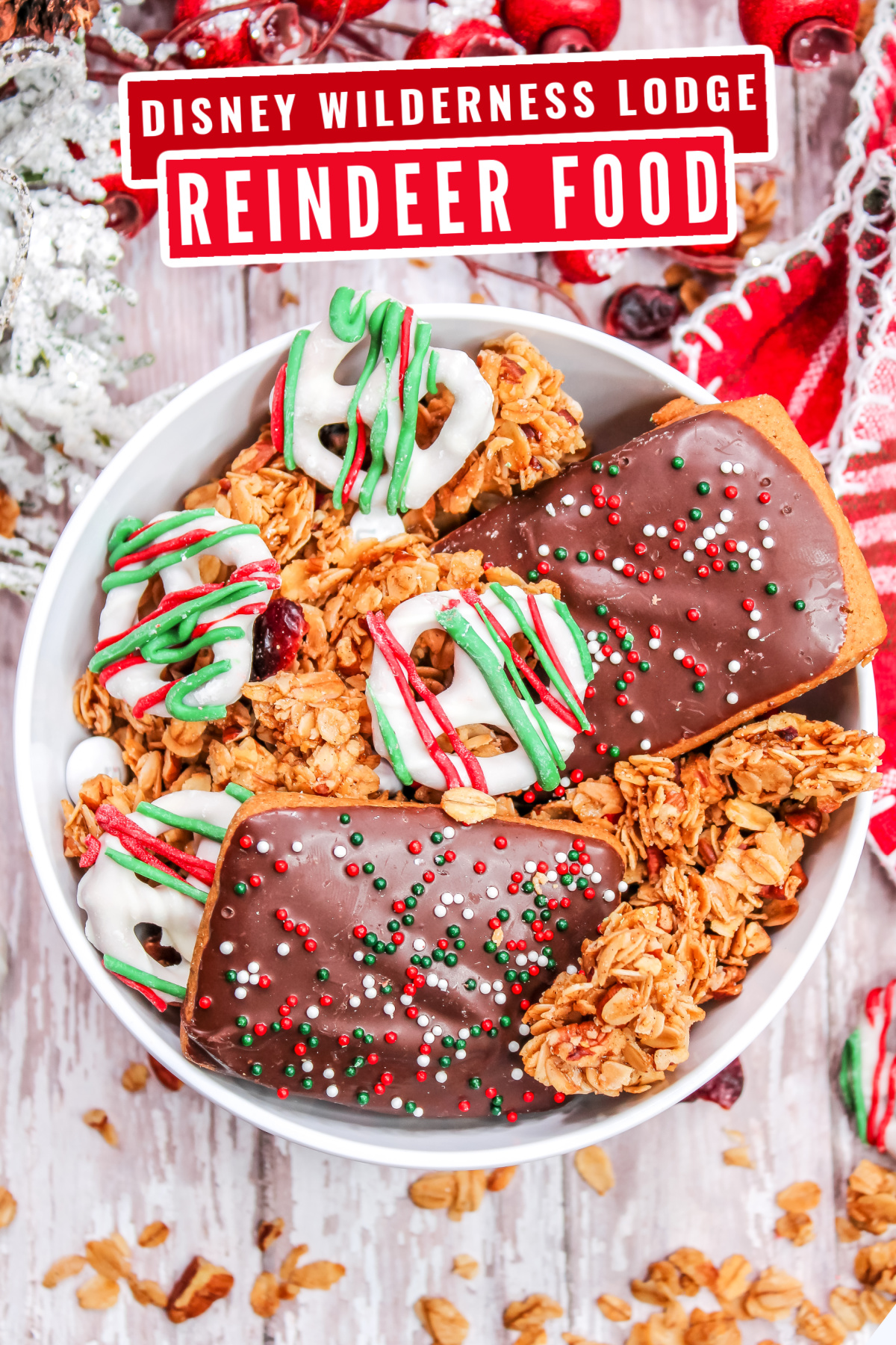 This popular Christmas recipe is inspired by Disney’s Wilderness Lodge Reindeer Food, available only during the holiday season.