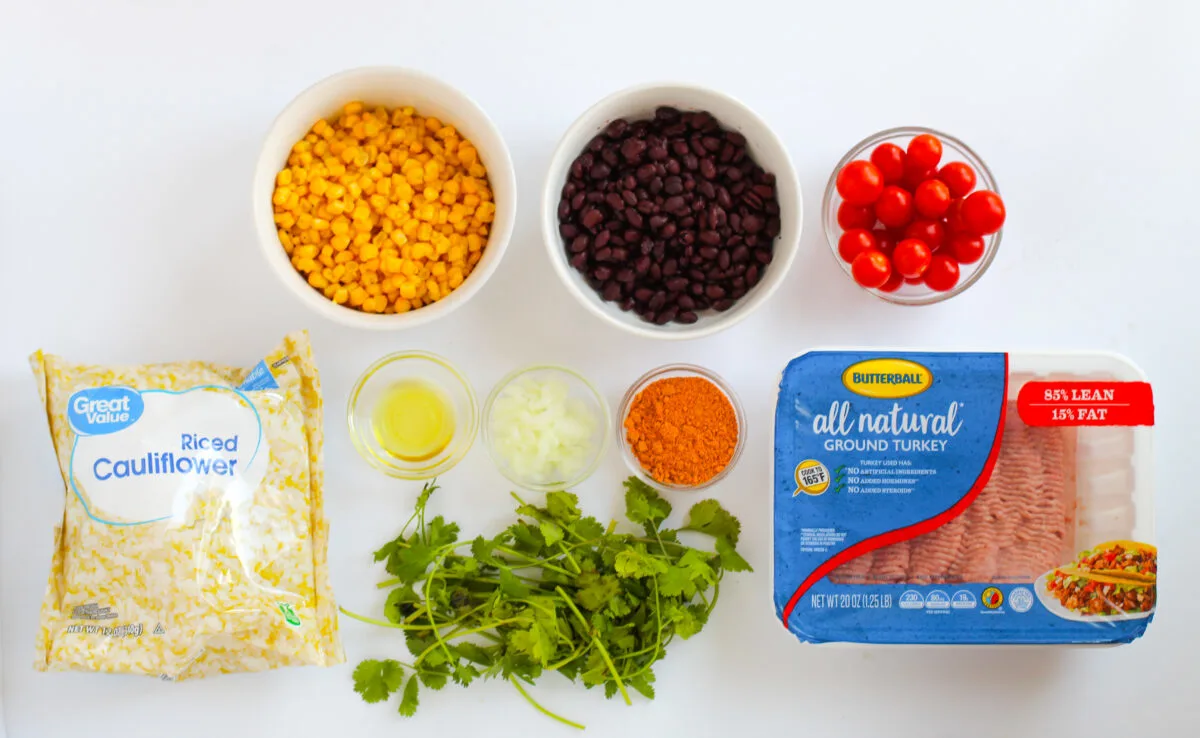 Ingredients for Turkey Burrito Bowls.
