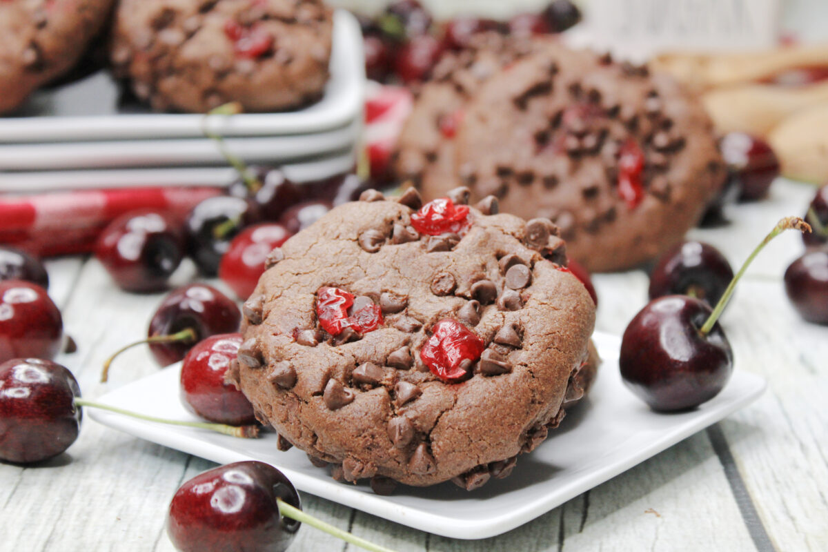These ancho chili chocolate cherry cookies are the perfect balance of sweet and spicy, with a chewy texture and rich chocolate flavour.