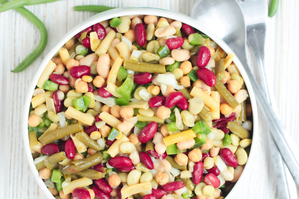 Make this simple, yet delicious 5 bean salad recipe in just 10 minutes. Perfect for potlucks and BBQs, this easy salad is sure to impress!