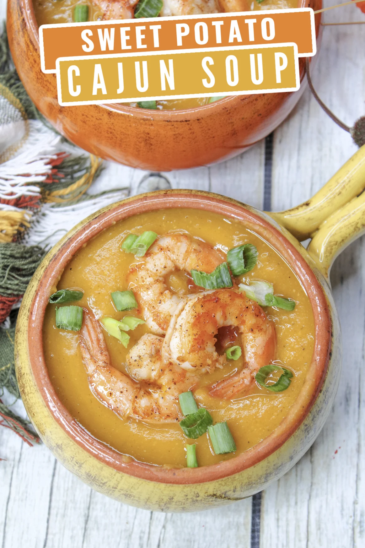 This tasty Cajun sweet potato soup recipe is a bowl of comforting goodness! It's the perfect mix of sweet and spicy that will hit the spot.