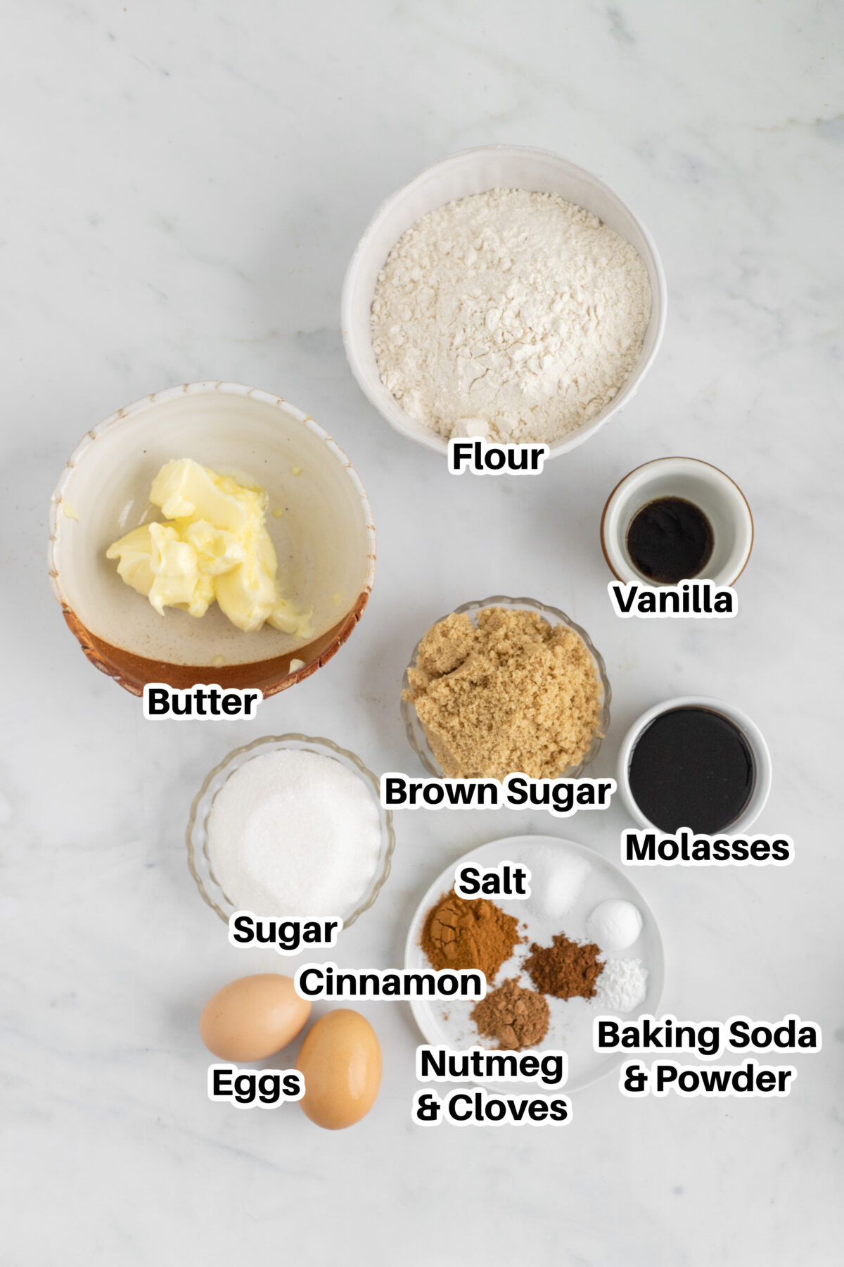Ingredients for stamped cookies.