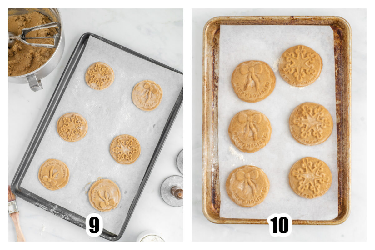 Baked cookies on a sheet pan.