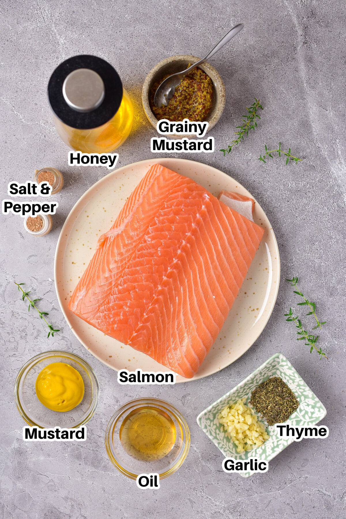 Ingredients for Honey Mustard Salmon.
