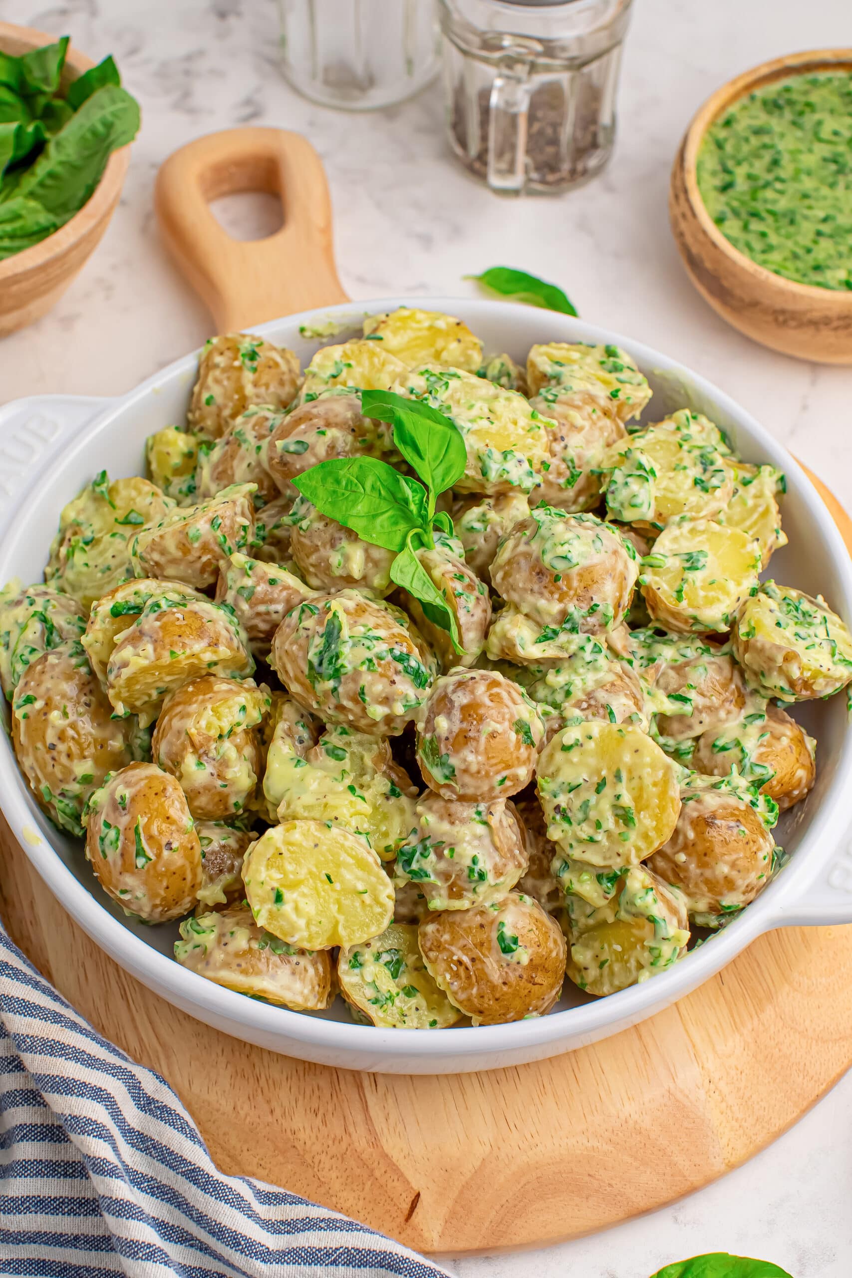 Creamy Pesto Potato Salad - Life Love Liz